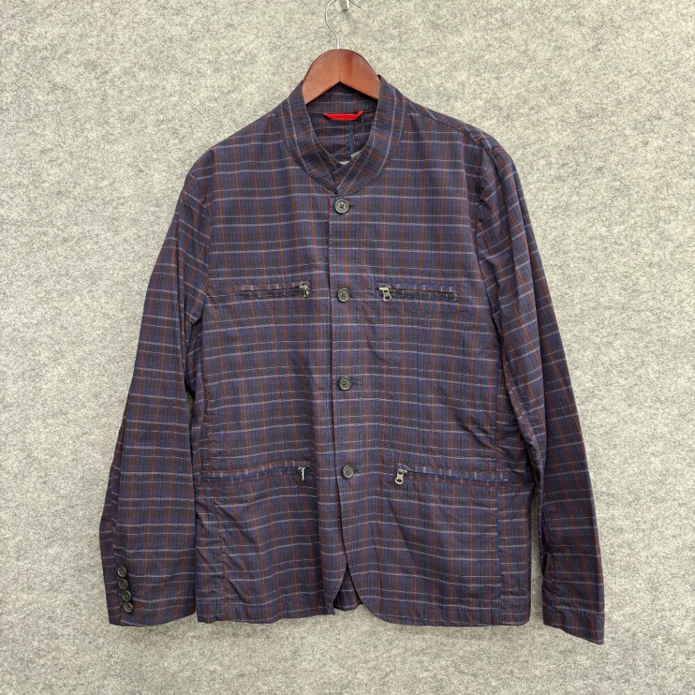 Sons Of Intrigue Men's Jacket Blazer Plaid Pockets, 100% Cotton, Size XL NEW